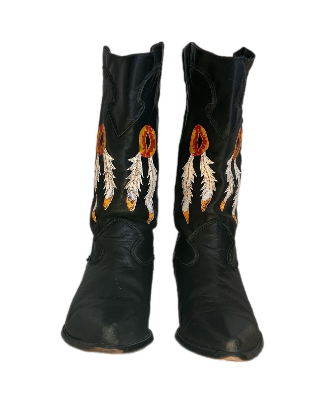 Vintage Code West Leather Western Boots Embroidered Dreamcatcher Feather 6.5 - Picture 6 of 10